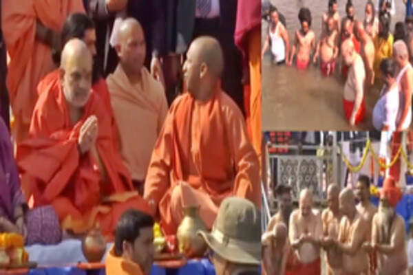 Amit Shah takes holy dip at Maha Kumbh